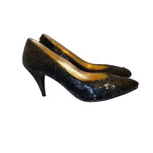 Valenti Franco Collection Black Sequin Heels Women’s Size 7.5